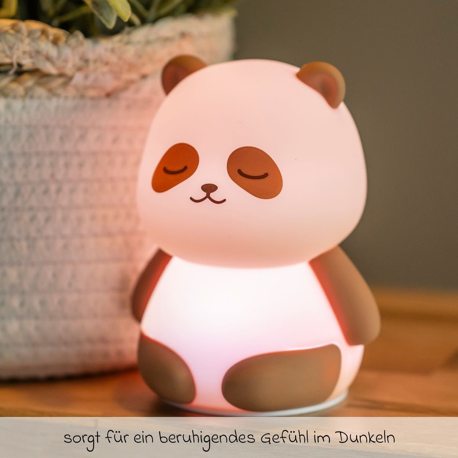 Nattou Panda Nachtlicht aus Silikon in Beige und Weiß mit warmweißem LED-Licht - Bild 2