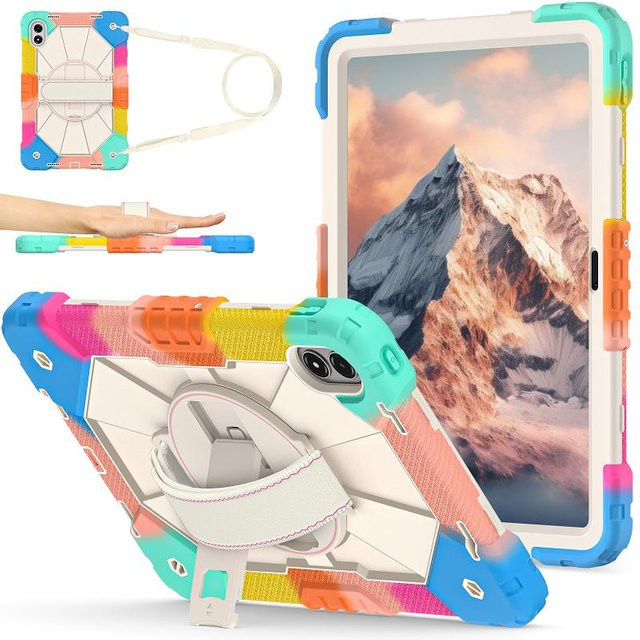 Stoßfeste Tablethülle für Xiaomi Redmi Pad Pro 12.1 mit 360 Grad drehbarem Ständer und Hand-Schultergurt in Multicolour - Bild 1