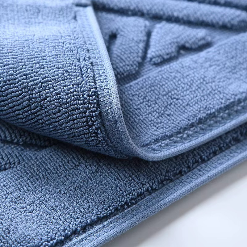 EGW Badematte aus 100% Baumwolle mit blauem Jacquard-Blumenmuster, rutschfest und wasserabsorbierend, B/T: 70 x 45 cm - Bild 2