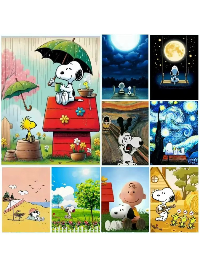 KAYOU Snoopy Diamantmalerei-Set, Schaukeln auf der Schaukel, Mosaik-Kreuzstich-Set, Stickerei - Bild 3