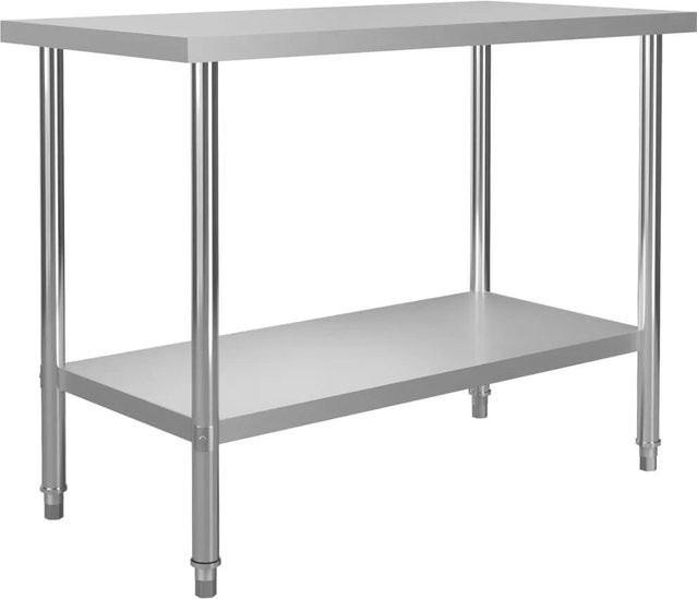 DELUKE KUGO Edelstahl Arbeitstisch für Gastronomie und Profis, Farbe: Silber, B/T/H: 120 x 60 x 85 cm - Bild 1