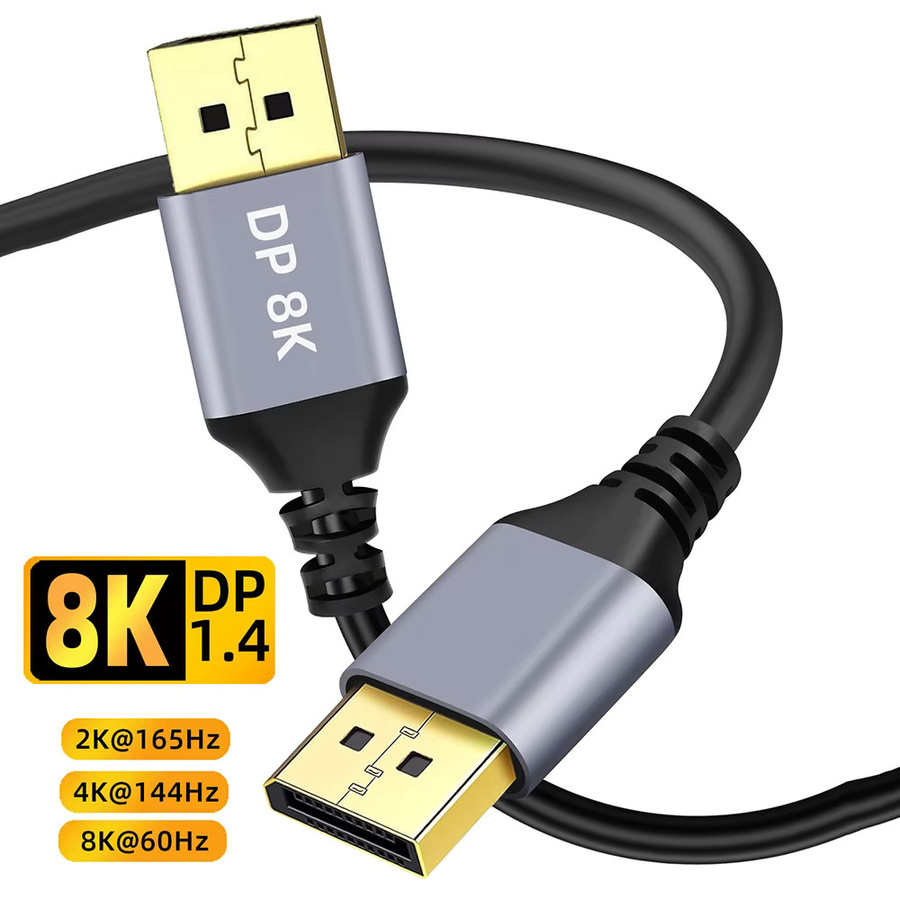 Siparnuo DisplayPort DP-Kabel 1.4 in Schwarz für 8K@60Hz, 4K@144Hz und 2K@165Hz mit 32,4 Gbit/s für Video-Audio-Projektoren und Router - Bild 2
