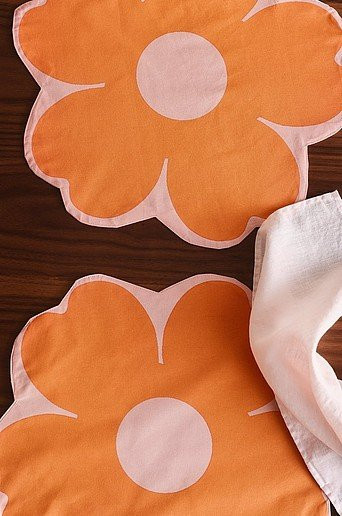 WERNER Tischset 2er-Pack aus Baumwolle mit floralem Muster in Pink und Orange - Bild 1