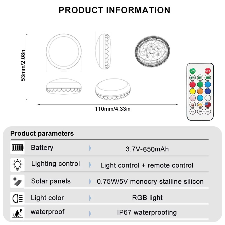 FRST Solar-Pool-Lichter RGB LED Schwimmende Lampe, Bunt, IP65 Wasserdicht mit Timer für Garten und Pool-Dekoration - Bild 2