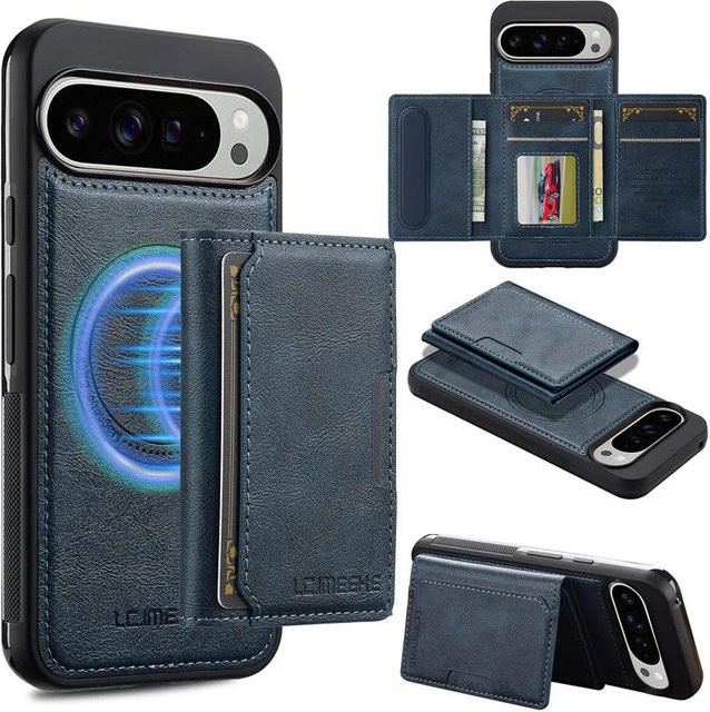 Cpque MagSafe Magnetische Lederhülle mit abnehmbarer Brieftasche für Google Pixel 9 Pro XL, Pixel 8, Pixel 7, Pixel 8a und Pixel 7a in Blau - Bild 1