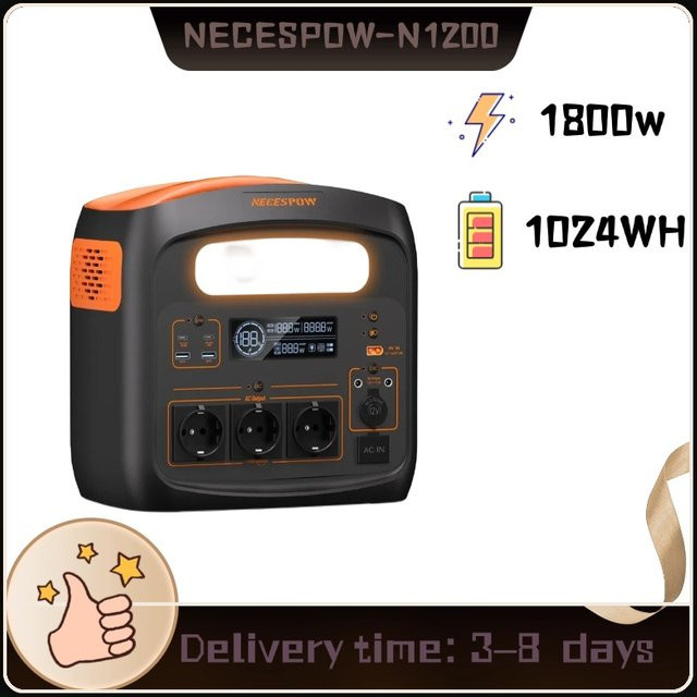 Newsmy N1200 Tragbare Powerstation 1800W mit 1024Wh LiFePO4-Batterie, USV-Funktion, 230V AC-Ausgang und 100W PD-Schnellladung, Schwarz - Bild 1
