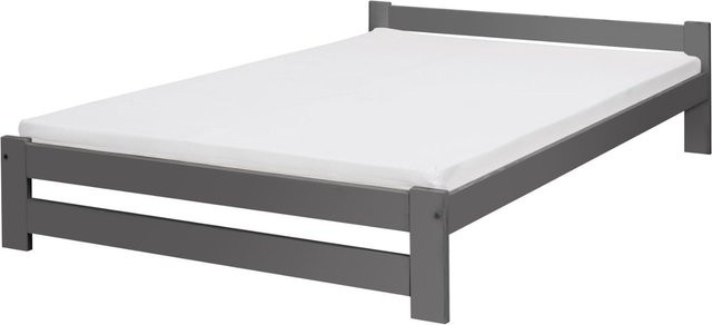 Coemo Bett Classico aus Massivholz Kiefer mit Lattenrost in Anthrazit, B/T/H: 140 x 200 cm - Bild 1