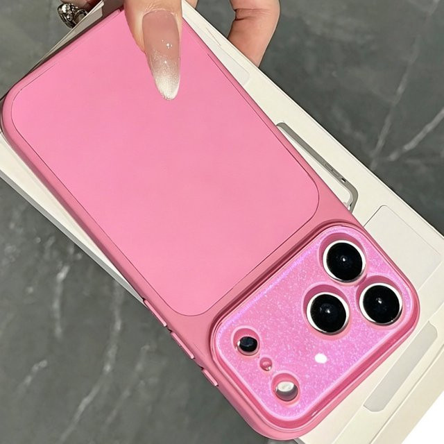 Aurora Kamera Glitzer Flüssigsilikon Schutzhülle für Apple iPhone 17 16 15 14 Pro Max in Pink - Bild 1