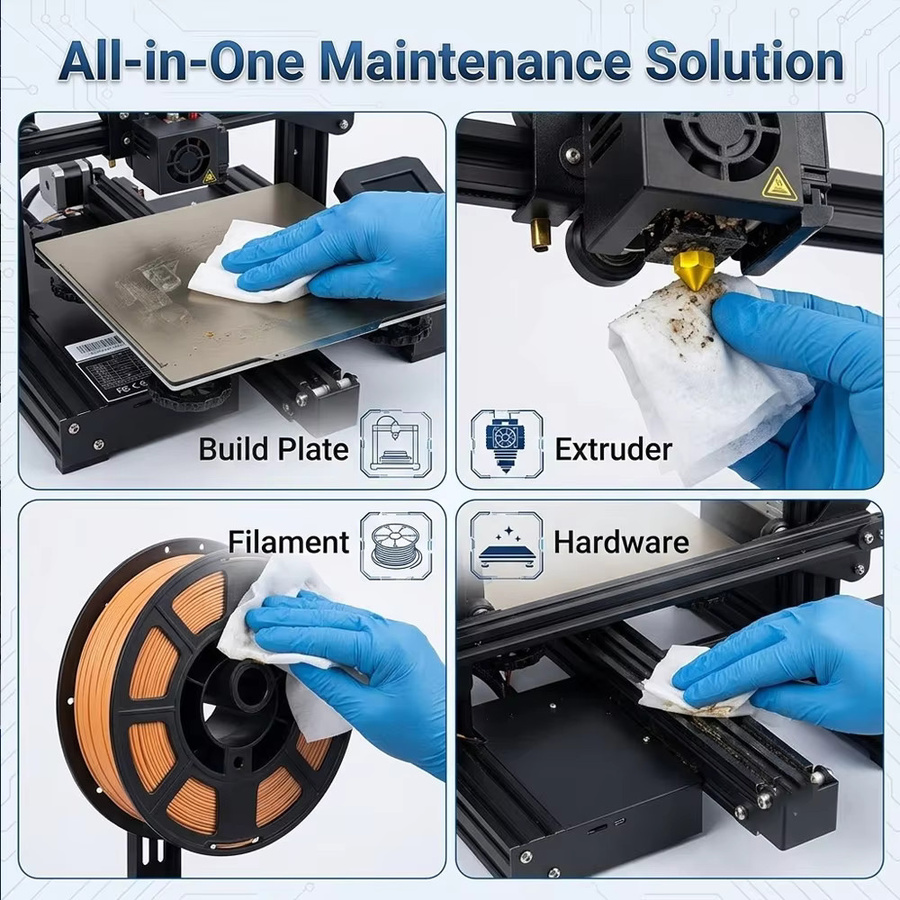 SIKEZHAN 30 Reinigungstücher für FDM-, Harz- und SLA-3D-Drucker zur Entfernung von Staub, Fett und Rückständen von Druckbett und Extruder - Bild 4