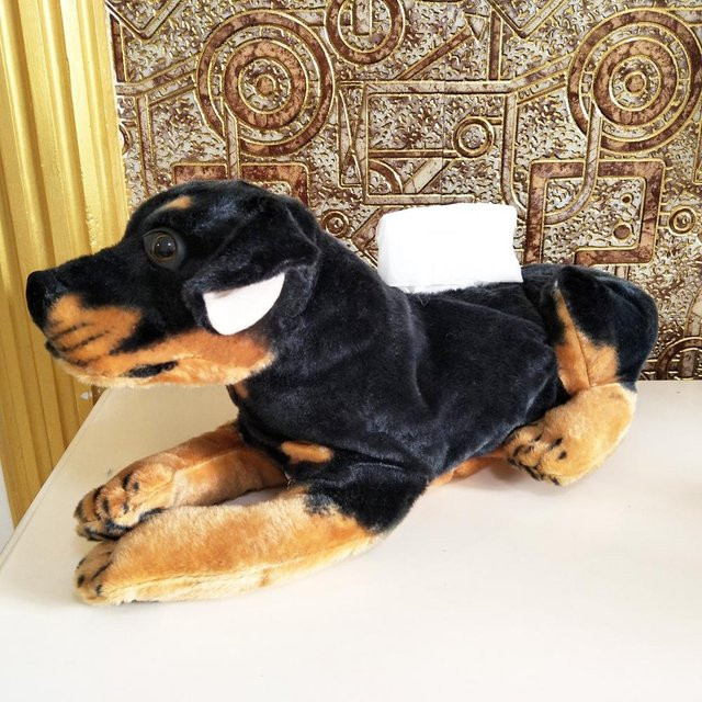 Hund Papierschachtel, Plüschtier, Stofftier, grau, 50cm - Bild 1