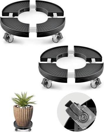VEVOR Transportroller für Mülltonnen 2er-Set, schwarz, verstellbar für 380–580 mm, Tragkraft 181 kg, mit 4 feststellbaren Rädern - Bild 1