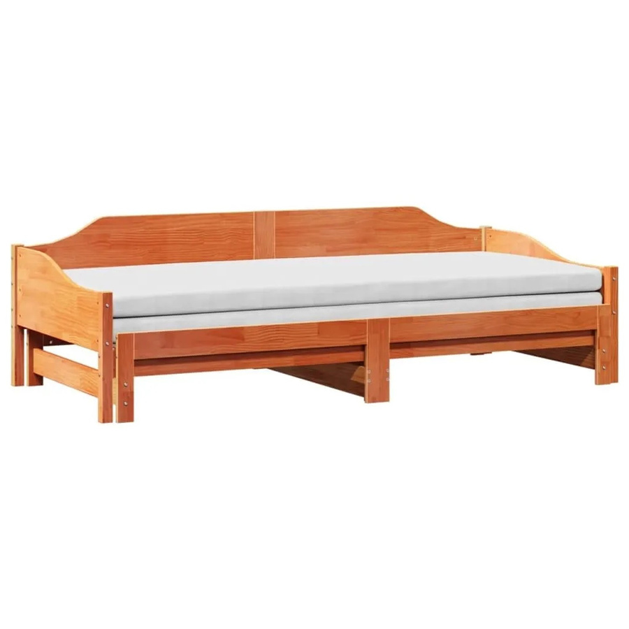 vidaXL Tagesbett aus Massivholz Kiefer, ausziehbar, Wachsbraun, B/T/H: 80–90 x 190/200 cm - Bild 2