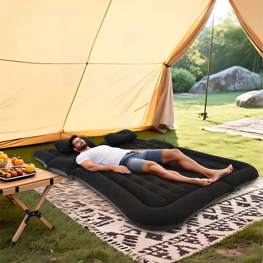 SUV-Luftmatratze mit Kissen, verdicktes aufblasbares Autobett-Set in Gelb-Schwarz für Camping und Roadtrips - Bild 4