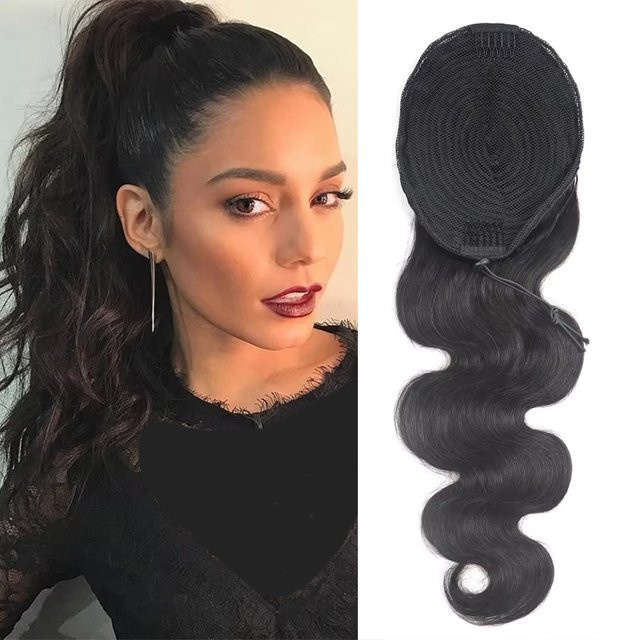 ZILING Echthaar Pferdeschwanz Verlängerung mit Clips, Unisex - Bild 1