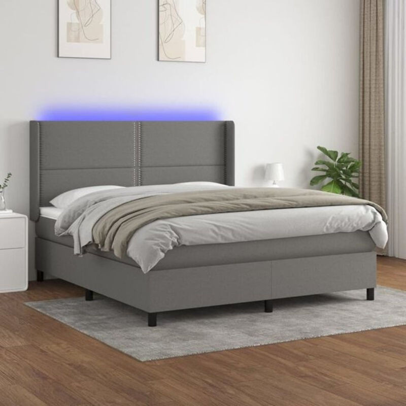 Vidaxl Boxspringbett mit Matratze in Anthrazit aus Stoff, B/T: 180 x 200 cm - Bild 1