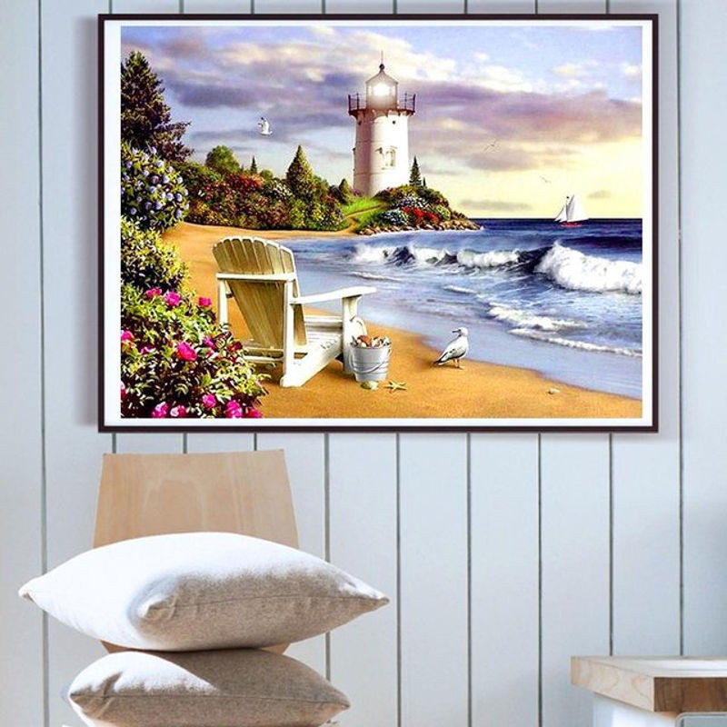 FIYO 5D Diamond Painting Set Landschaft Strand Motiv B/H: 30 x 20 cm mehrfarbig - Bild 1