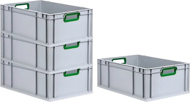 PROREGAL Spar Set 4x Eurobox Nextgen Color Transportboxen mit verstärktem Boden, Farbe: Grün, H x B x T: 22 x 40 x 60 cm, 44 Liter - Bild 1