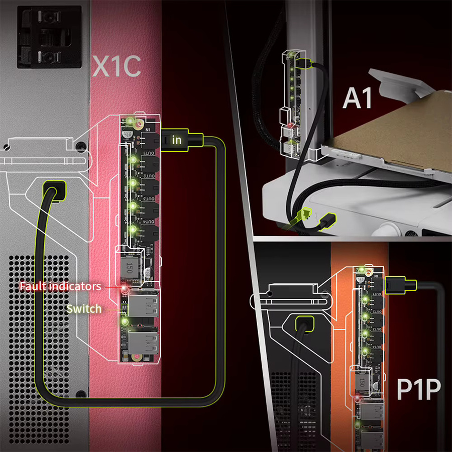 BIGTREETECH Panda Branch Power Expansion Board in Schwarz mit USB-A und USB-C Anschlüssen für BambuLab X1, P1, A1 und Bambu AMS Panda Touch - Bild 2
