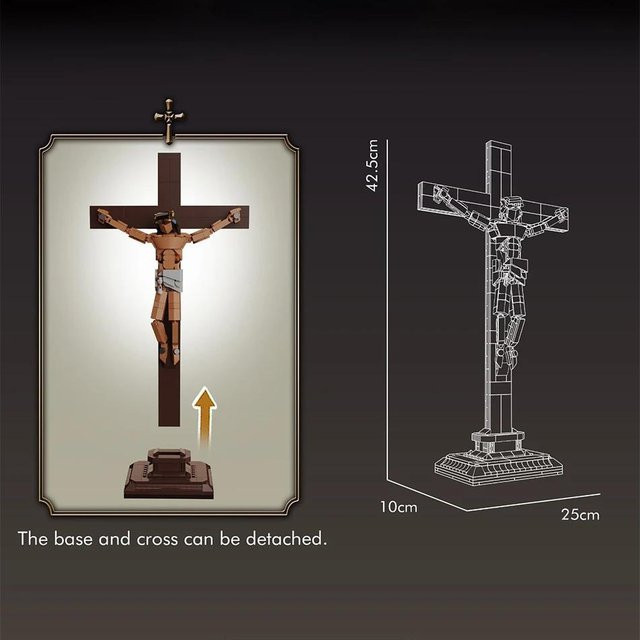 MOC Jesus Kruzifix Skulptur, Mini Bausteine, ab 14 Jahren - Bild 1