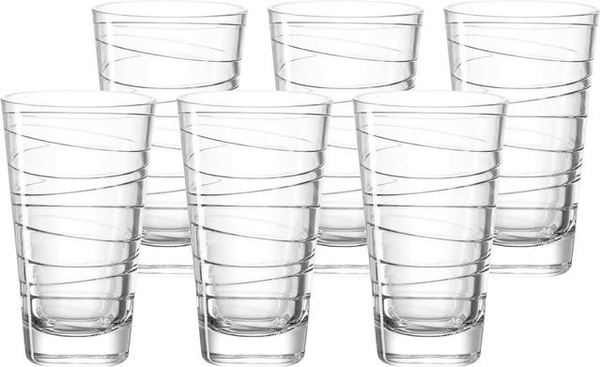 Leonardo Trinkgläser Vario Struttura Wassergläser mit geometrischem Design, transparent, 6er Set, 280 ml