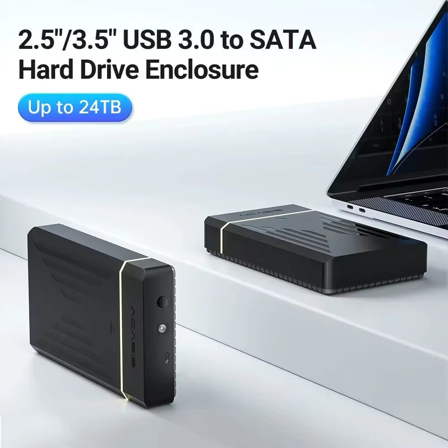ACASIS USB 3.0 zu SATA HDD SSD Gehäuse für 2,5 und 3,5 Zoll Festplatten, Schwarz, bis zu 24 TB Kapazität - Bild 5