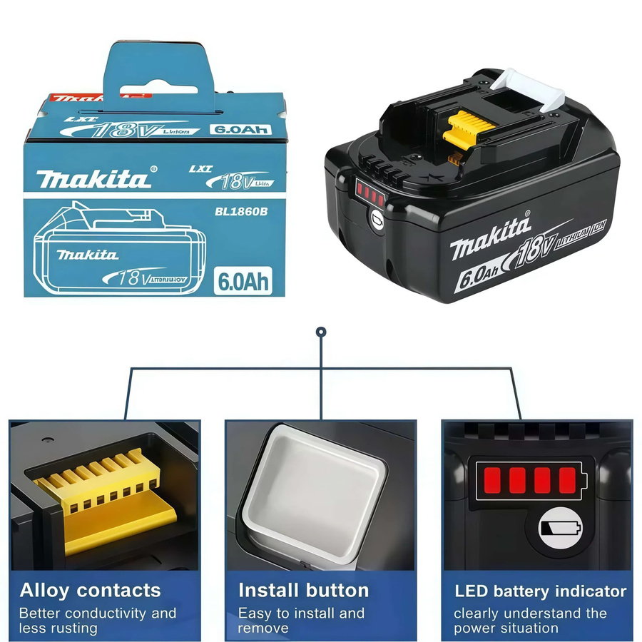 Makita 18V Lithium-Ionen-Akku BL1860B mit 6Ah für Elektrowerkzeuge - Bild 5