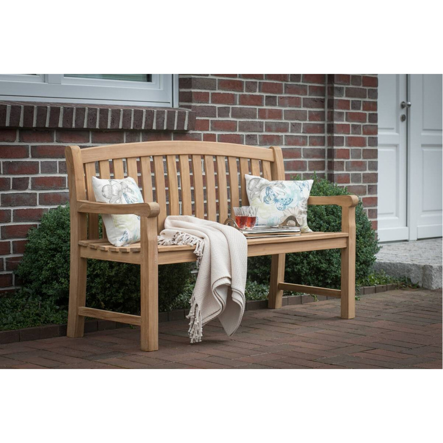 deVries Gartenbank Woodie aus Teakholz in Braun, 3-Sitzer mit Armlehnen, B/H/T: 150 x 94 x 57 cm - Bild 2