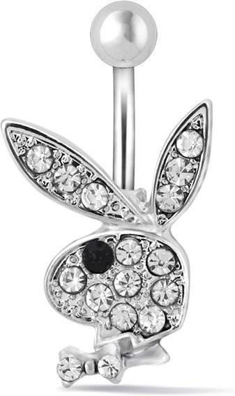 FashionFlair Bauchnabelring Edelstahl, Strass-Cartoon-Hase, Zirkonia, Weiß, Unisex - Bild 1