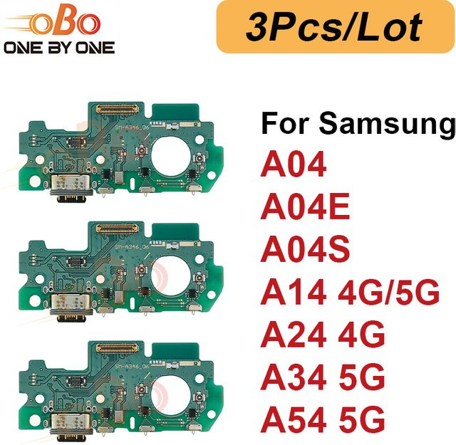 3-teiliges USB-Ladeanschluss-Board-Flexkabel für Samsung A14 4G, A34, A54 5G, A04, A04s, A04e, A24 in Grün - Bild 1