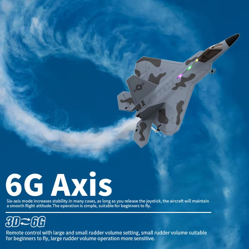 WLtoys F22 Raptor F22 Kampfflugzeug, RC Flugzeug, mit LED Licht und Gyroskop - Bild 3