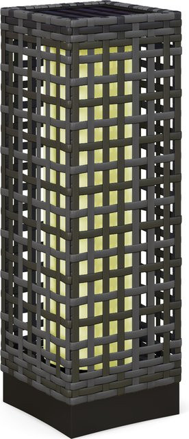 Outsunny Solarleuchte Rattan LED Gartenlampe mit Lichtsensor, wasserfeste Wegleuchte für Garten und Terrasse, Grau - Bild 1