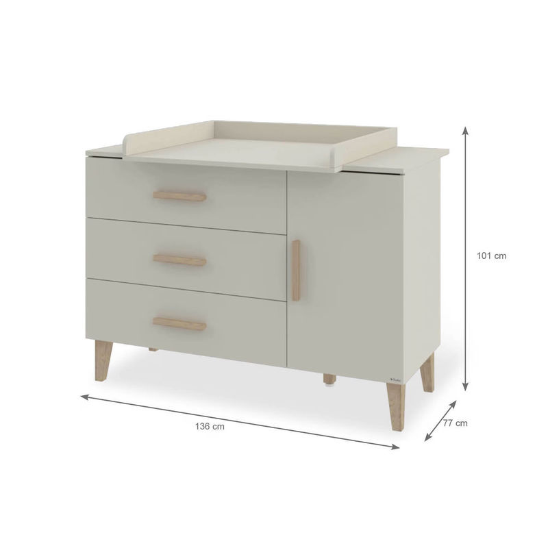 Pinolino 3-tlg. Babyzimmer Tami extrabreit in Beige aus massivem Eichenholz - Bild 2