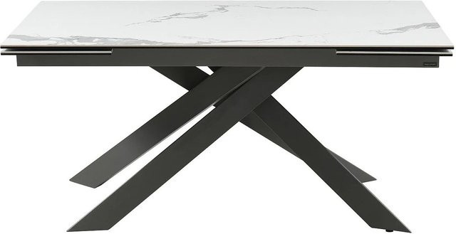 Vente-unique Esstisch Corema aus Keramik in Anthrazitgrau und Weiß mit Marmor-Optik, ausziehbar, B/T/H: 240 x 160 x 76 cm - Bild 1
