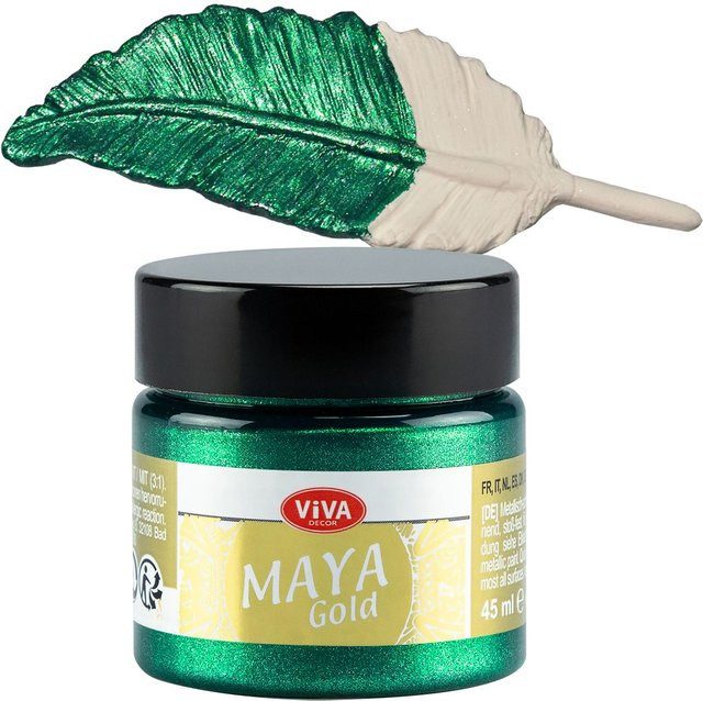 Viva Decor Maya Gold Effektfarbe Smaragdgrün mit Satin-Glanz, 45 ml - Bild 1