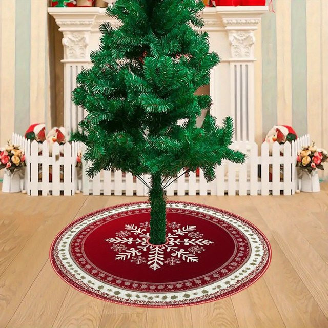 VIKAMA Weihnachtsbaumkleid in Rot mit Schneeflocken- und Floral-Design - Bild 1