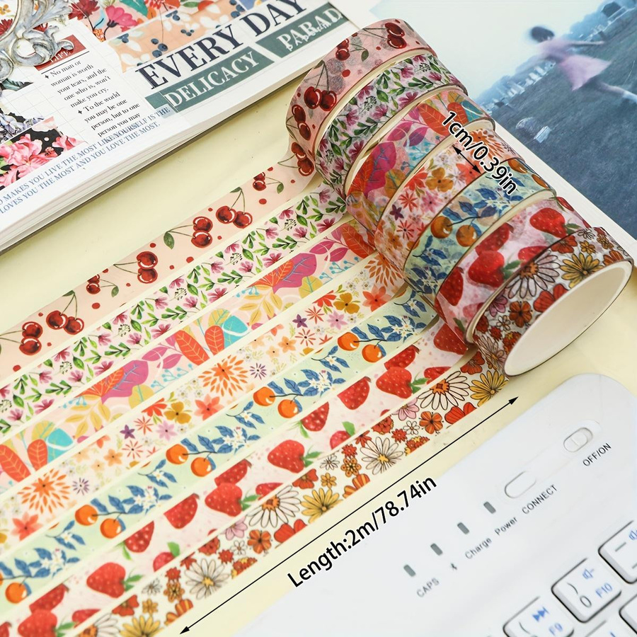 5 Rollen Washi Tape Set von Yiran Bag mit dekorativen Pflanzen- und Blumenstickern in Multicolour für Handwerk und Geschenkverpackung - Bild 1