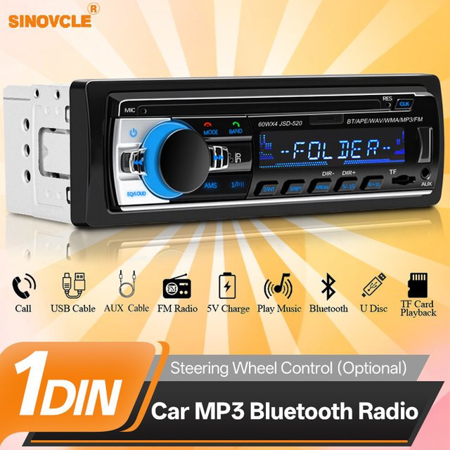 SINOVCLE 1 DIN Autoradio mit Bluetooth, USB und MP3 Funktion in Schwarz - Bild 1