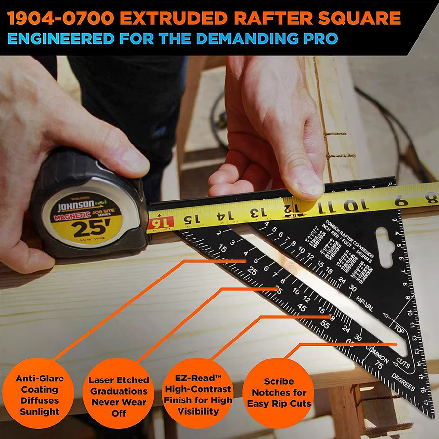 Rafter Square Dreieckiges Messlayout-Werkzeug aus Metall in Schwarz für Holzbearbeitung und Zimmerei - Bild 3