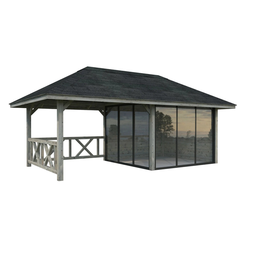 PALMAKO Pavillon Bianca Set 203 Slide aus Fichtenholz in Grau, B/H/T: 588 x 319 x 300 cm - Bild 2