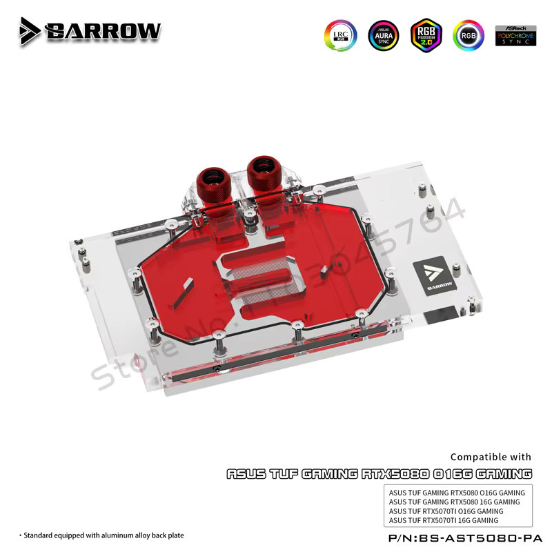 Barrow GPU Wasserkühler für ASUS TUF Gaming 5080 und 5070Ti mit 5V ARGB und schwarz-weißer Rückplatte BS-AST5080-PA - Bild 2