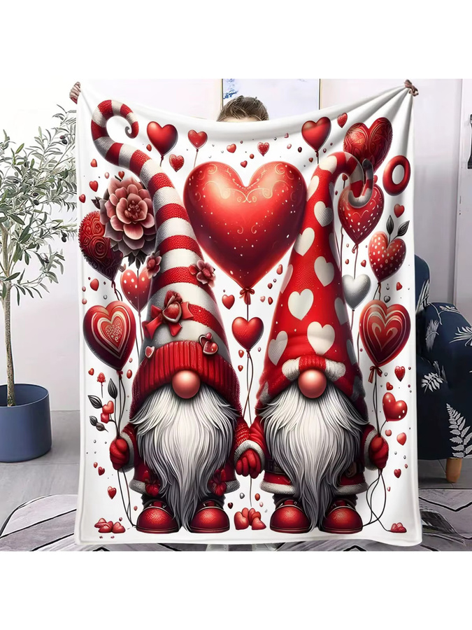 ZIZ Flanelldecke mit Fantasy Gnome Motiv in Multicolour für Weihnachten, Ostern und Valentinstag - Bild 2