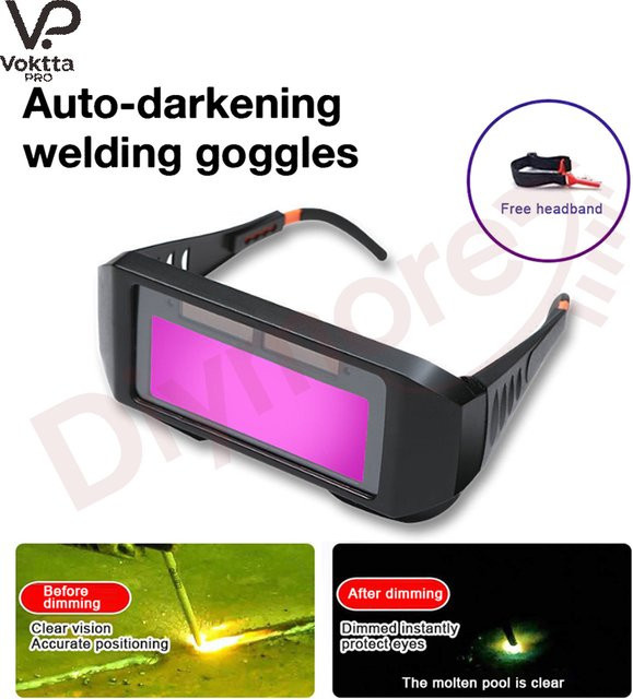 Solarbetriebener Schweißhelm mit automatischer Verdunkelung und LCD-Schirm für WIG, MIG und MMA in Schwarz - Bild 1