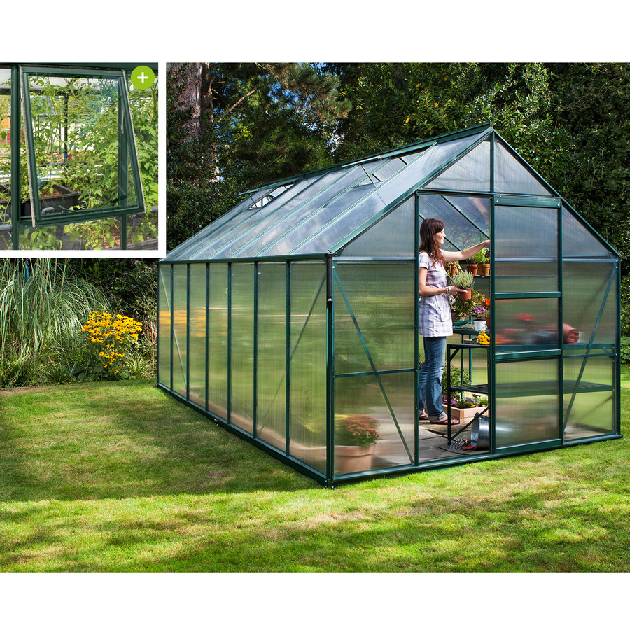 Vitavia Gewächshaus Meridian 11500 in Smaragdgrün mit 11,5 m² Fläche, Aluminiumrahmen und Polycarbonat-Verglasung - Bild 3