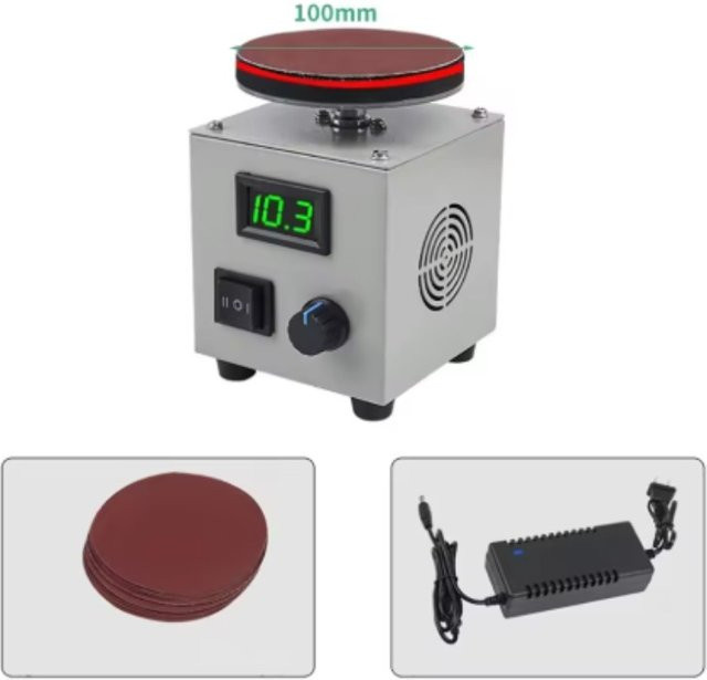 Mini Elektrischer 4-Zoll-Scheibenschleifer Multifunktions-Poliermaschine mit 150W Leistung, Einstellbarer Geschwindigkeit und LCD-Anzeige in Silber - Bild 1