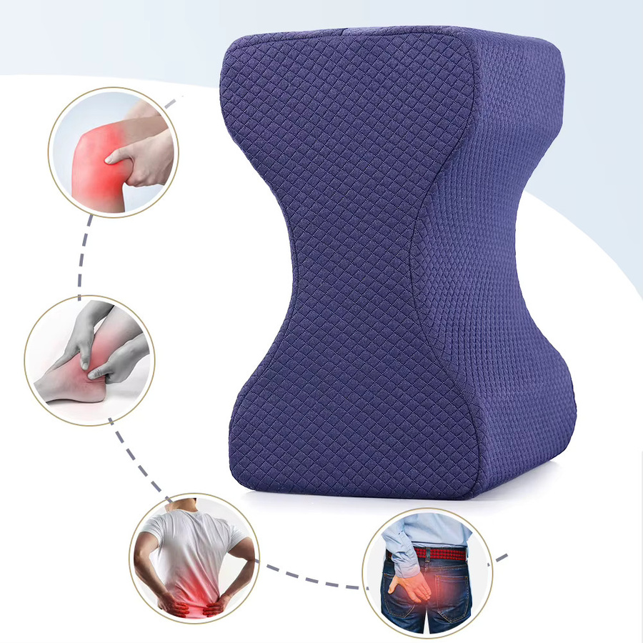 OOAGE Memory-Foam Beinkissen aus Baumwolle in Blau zur Unterstützung der Knie und des Rückens beim Seitenschläfer - Bild 3