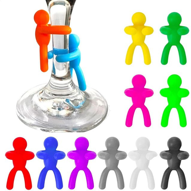 12 Stück Silikon-Weinglas-Etiketten in Multicolor zur Identifikation von Trinkgläsern für Party und Barware - Bild 1