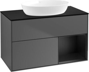 V&B Finion Waschtischunterschrank mit Wandbeleuchtung in Anthrazit, Breite: 100 cm, Tiefe: 50,1 cm, Höhe: 50,1 cm - Bild 1