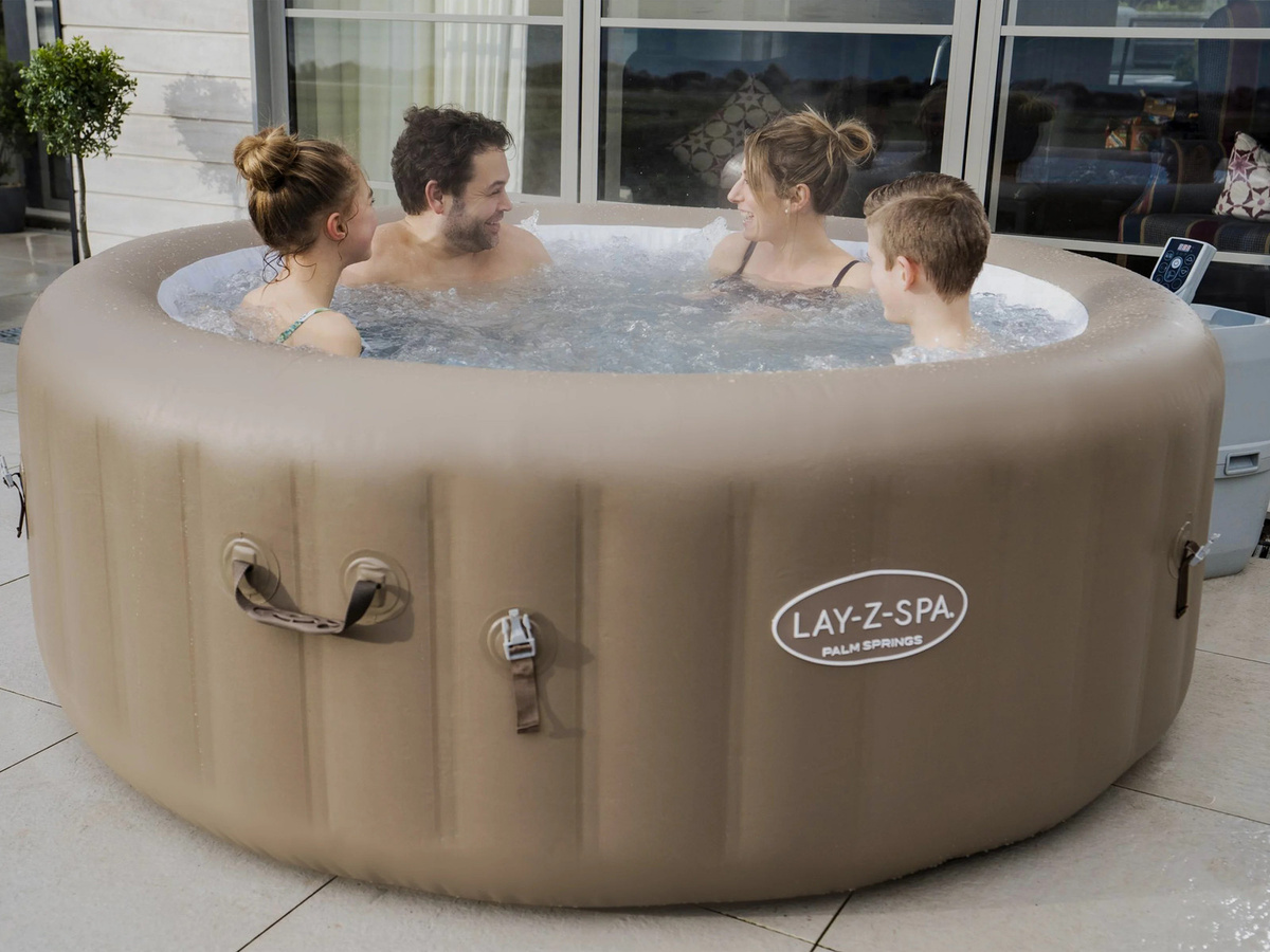Bestway Lay-Z-Spa Palm Springs Whirlpool AirJet aufblasbar, rund, Beige, Durchmesser: 196 cm, Höhe: 71 cm - Bild 2