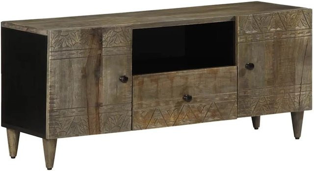 vidaXL TV-Schrank aus Mango-Massivholz in Hellgrau, B/T/H: 105 x 33,5 x 46 cm - Bild 1