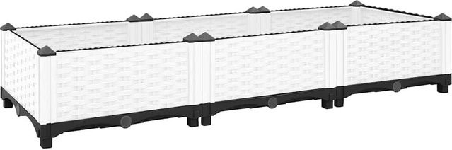 vidaXL Hochbeet aus Polypropylen in Blau mit Rattan-Design, B/T/H: 120 x 40 x 23 cm - Bild 1